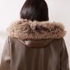 Autumn Winter Women's PU Leather Jacket Mid-length Fleece-lined Hooded Plus Size Leather Jacket with Fur Collar
