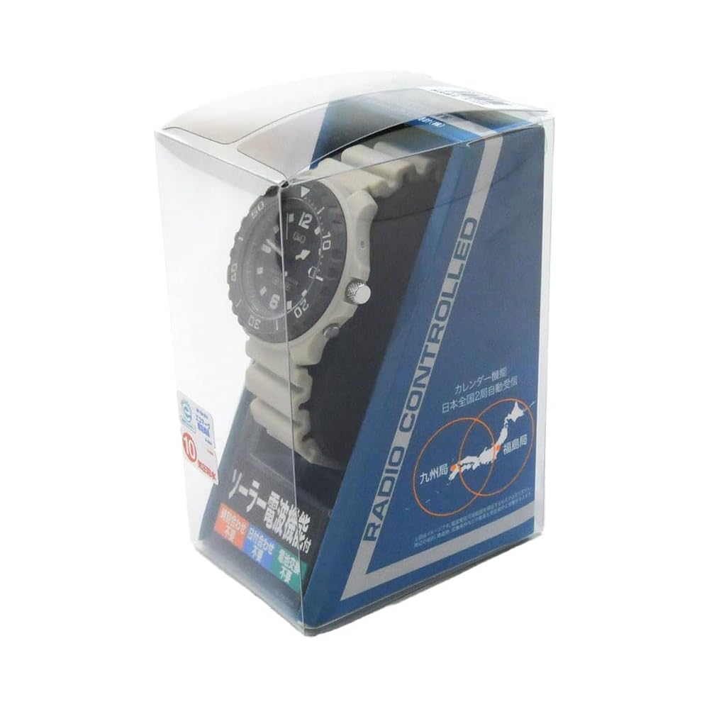 Citizen Q&Q Analog Solar Radio-Controlled Watch Waterproof Date Men's Beige with Urethane Band