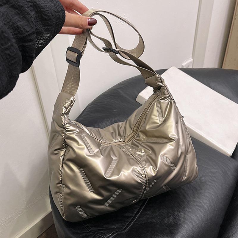 

Dumpling Underarm Bag Space Cott Tote Bag Large Capacity Shoulder Crossbody Bag Lightweight Women s Nyl Handbag золотий