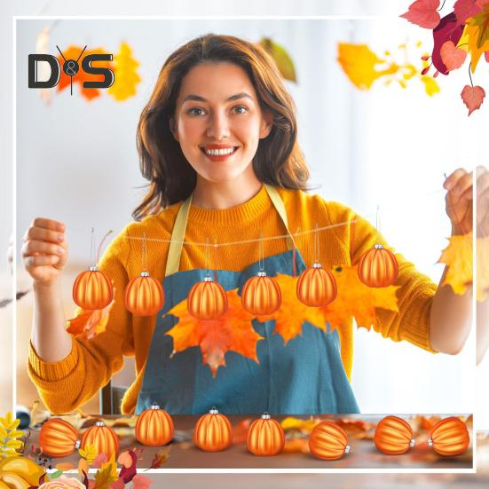 12 ks Podzimní Mini Dýňové Koule Závěsná Dýňová Ozdoba na Den Díkůvzdání Halloweenská Dekorace Vánočního Stromku Farmářský Dům Domácí Párty Dekor