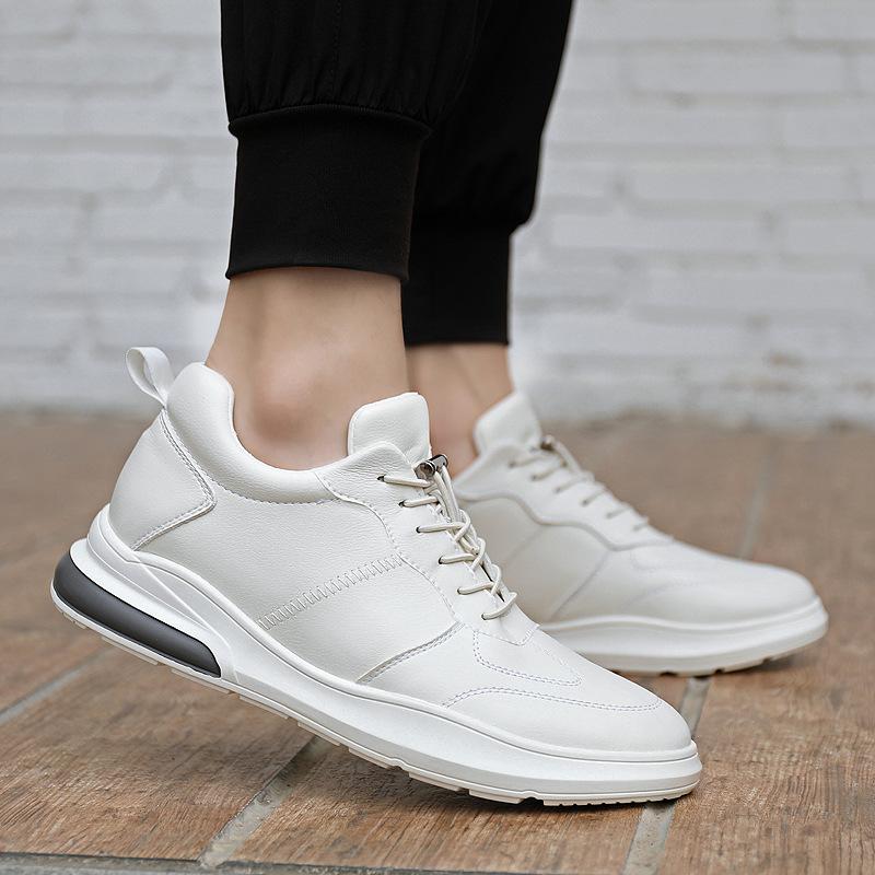 Men's Leather Sneakers Elevator Shoes Black Slip On Height Increasing Shoes Men Luxury 6/8CM Fashion Lift Casual Shoes