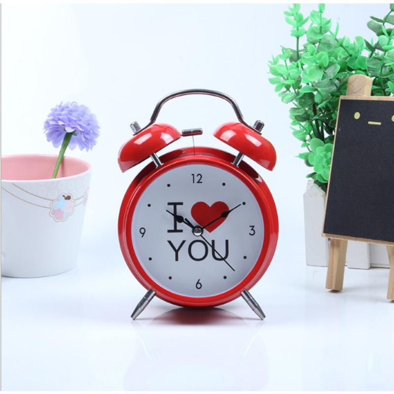 4-inch metal bell European style simple creative gift alarm clock love series spray paint round watch