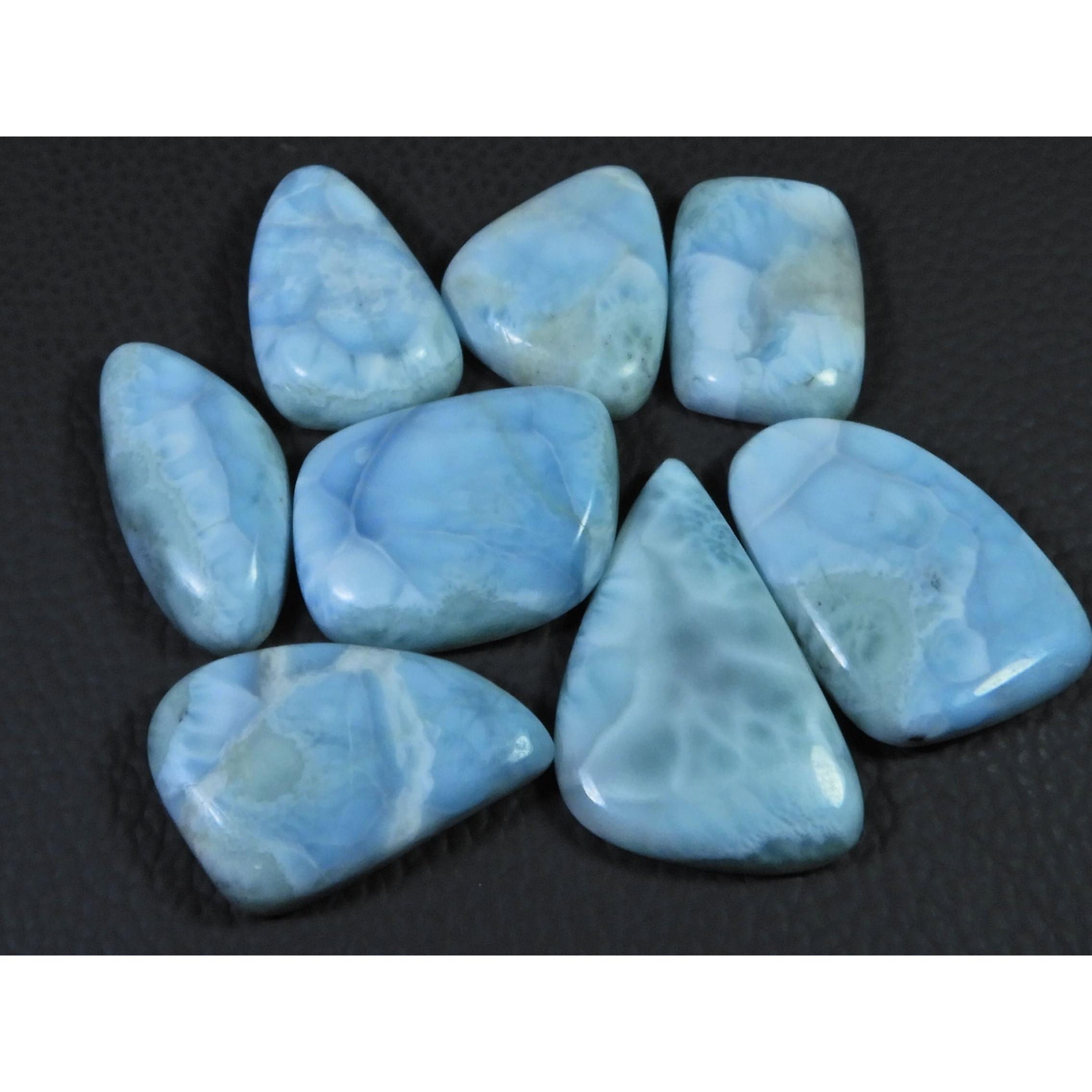 

260Cts. Natural Larimar Pectolite Mix Cabochon Loose Gemstone 08 Pcs Lot C-836