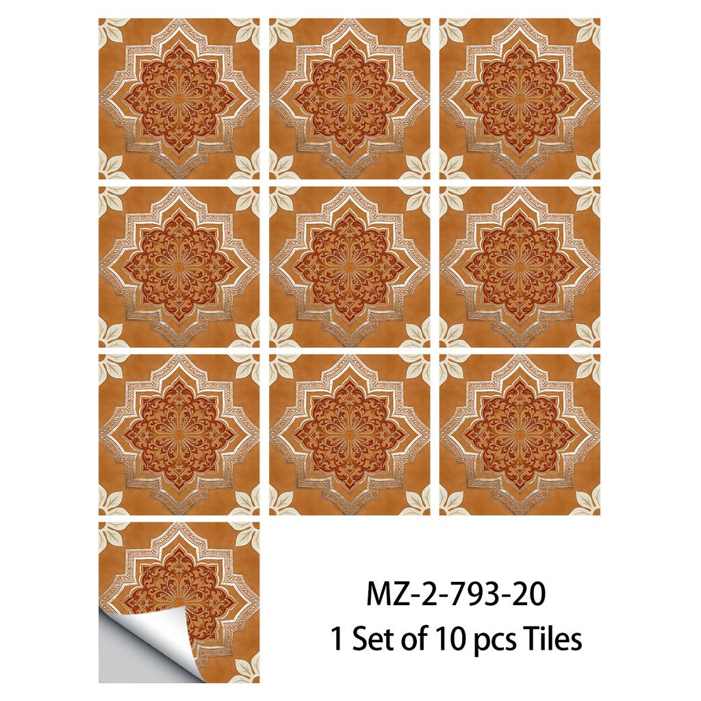 10 Pezzi Adesivi Piastrelle Mandala Boho - Decalcomanie Murali in PVC Lucido Cristallo - Murale Autoadesivo Impermeabile per Pavimento Cucina Bagno Decorazione Casa