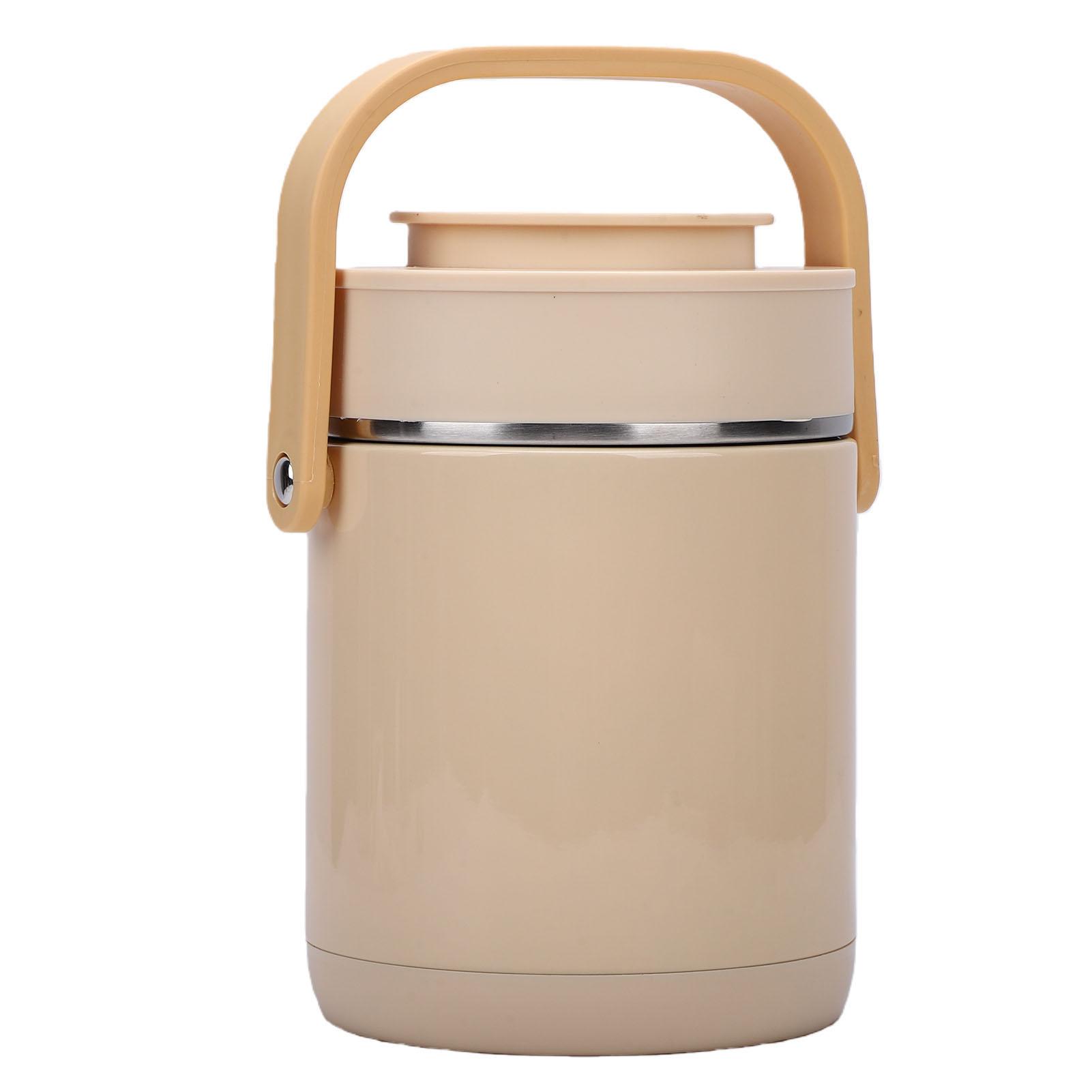

1.6L Electric Lunch Box 304 Stainless Steel Inner Pot USB Heating Multi Cooking Compartment Lunch Box Beige