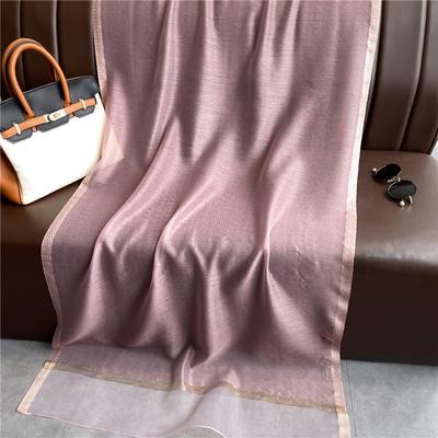 Classic Silk And Wool Solid Color Gold Border Scarf In Spring And Autumn, Sunscreen And Warm Silk Scarf, Versatile And Shiny Silk Shawl