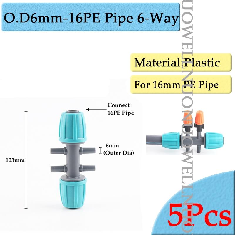 5pcs 16mm Garden Watering Hose Connectors Micro Irrigation PE Pipe Elbow Tee Straight Joints Agricultural Watering Kits Fittings