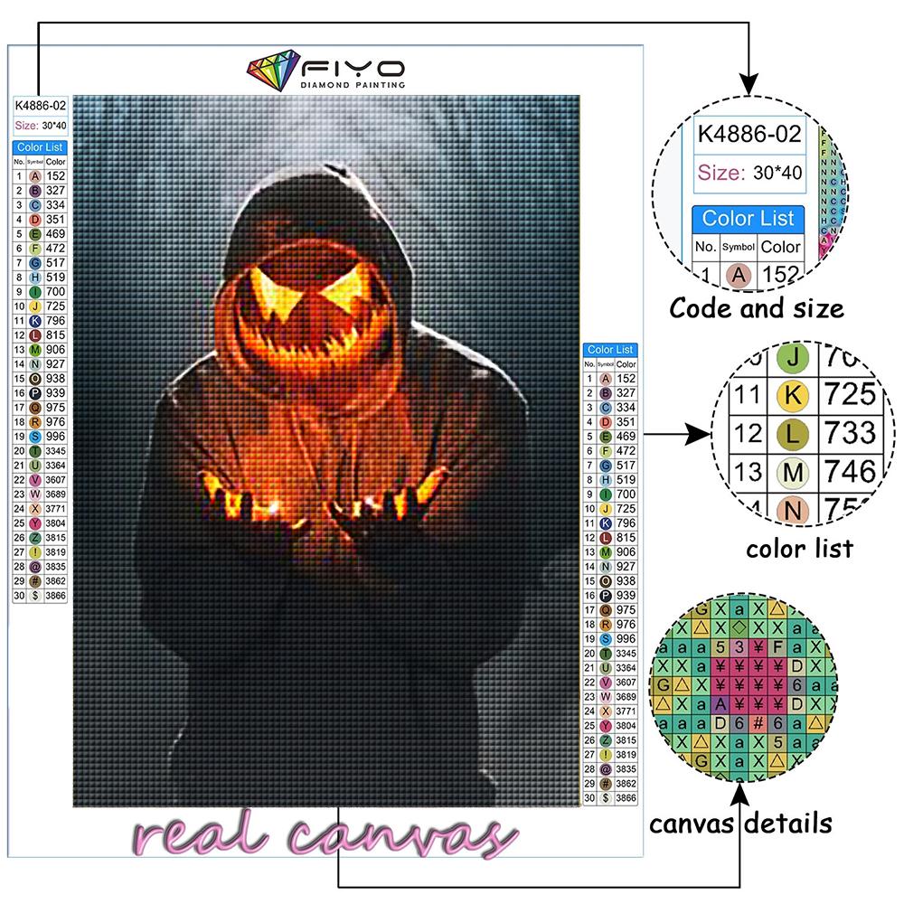 Diamantmålning Halloween skrämmande pumpa huvud Man broderi korsstygn Rhinestone heminredning