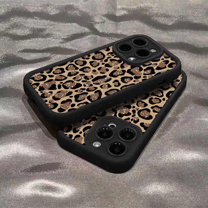 INS Mode Leopardendruck Schwarzes Handyhülle für Xiaomi Poco X7 Pro X6 X5 X3 M6 Pro 4G F5 Pro F6 F7 Stoßfeste Weiche Bumper Abdeckung
