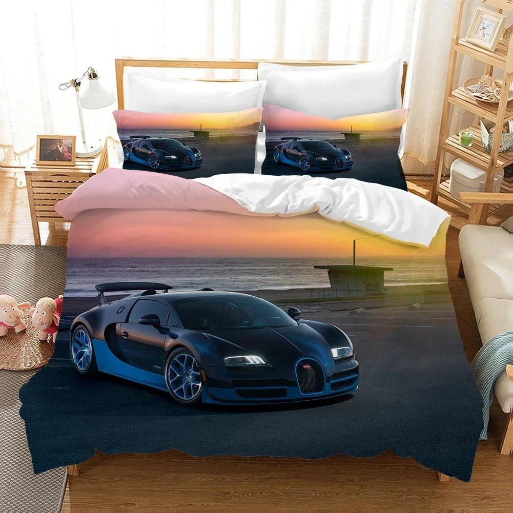 Sports Car Duvet Cover 3D Racing Car Printed Bedding Set Queen King Size With Pillowcases Men Cool Polyester Quilt Cover