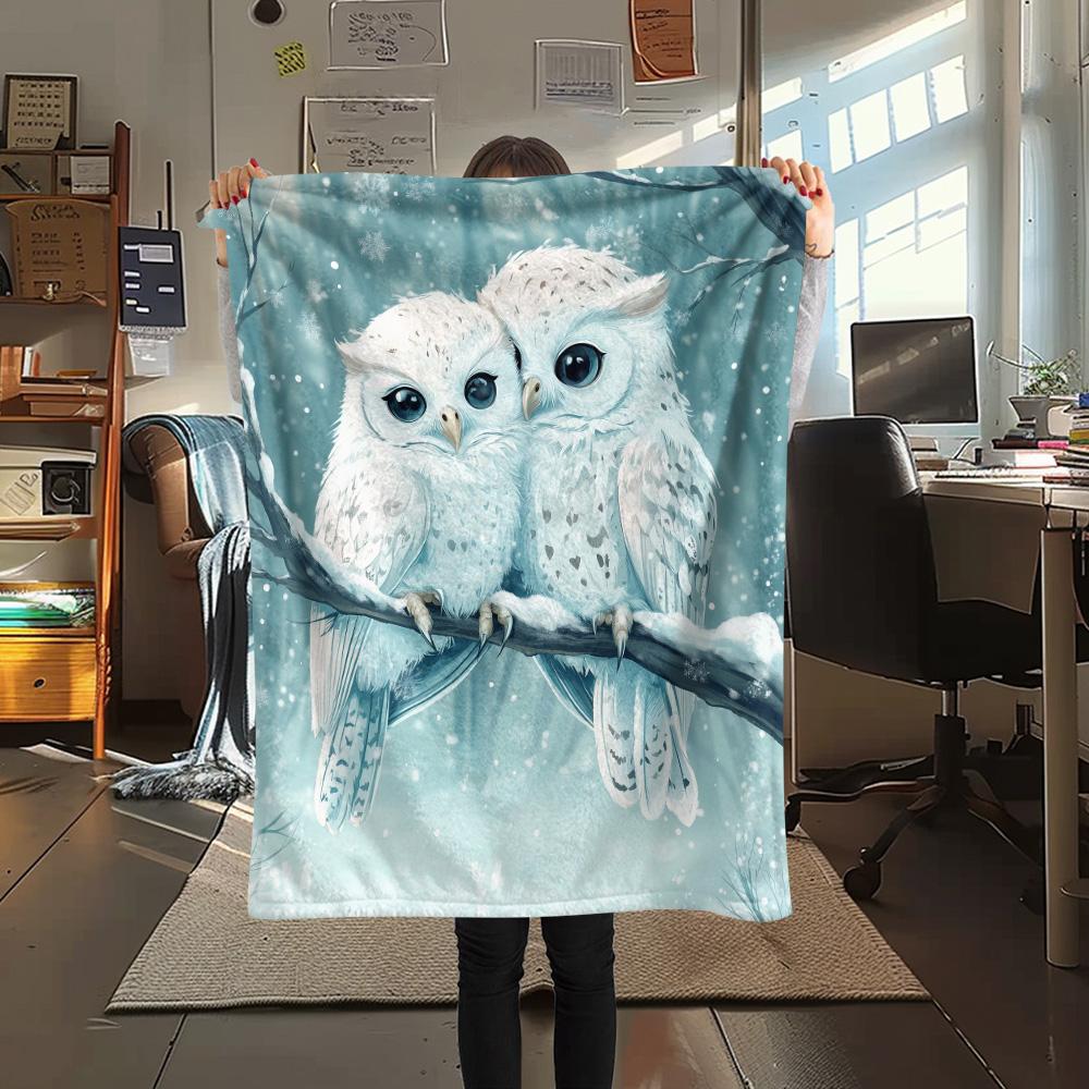 Owls Print Flannel Blanket, High quality Comfortable for All Seasons, Home Decor, Warmth and Comfort