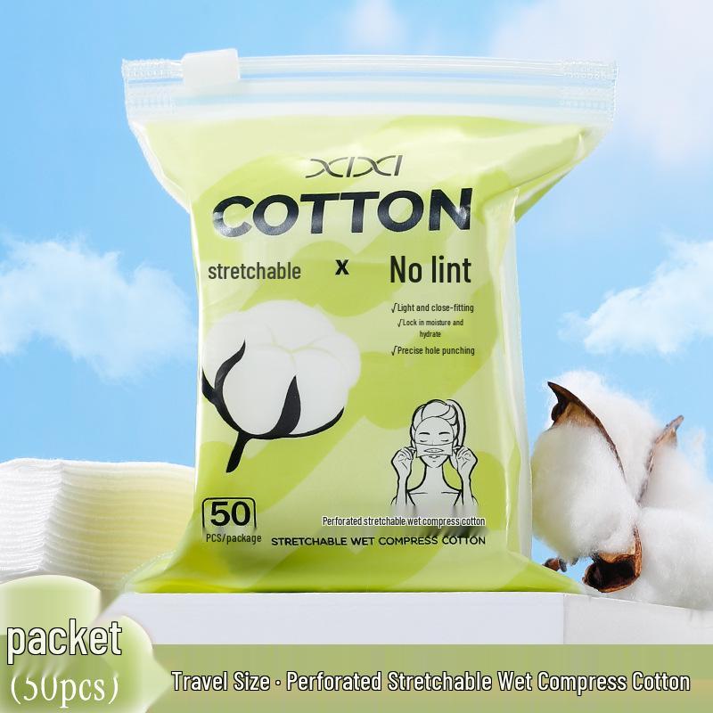 Xixi Stretchable Thickened Cotton Pads: Perforated, Wet/Dry Use, Disposable Face Makeup Removers