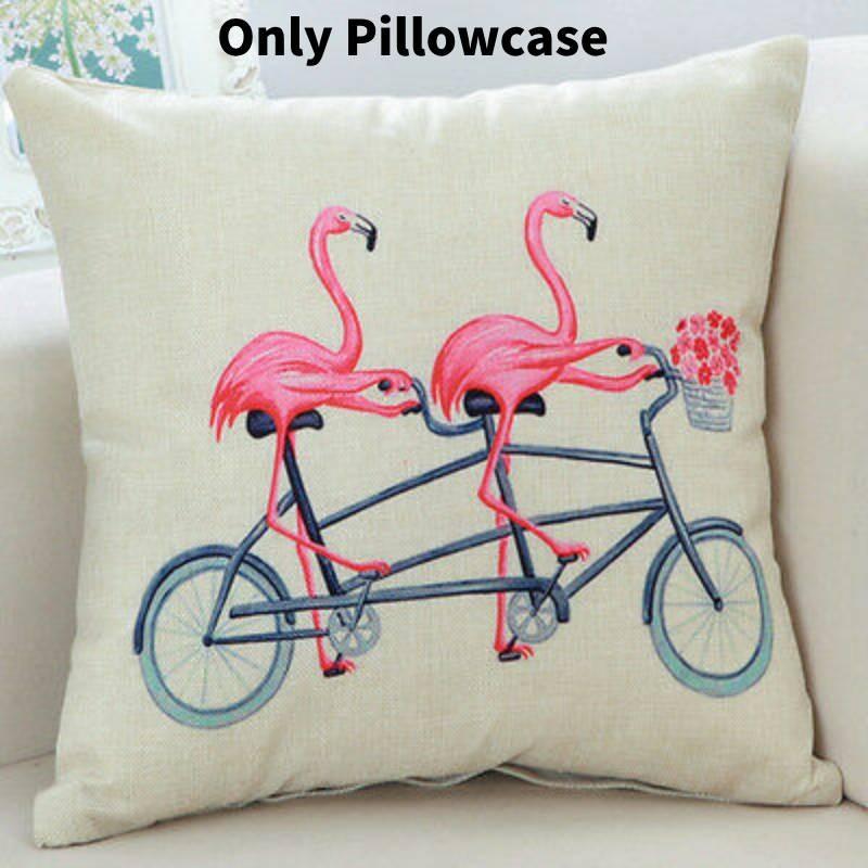 Adorable New Ins Flamingo Cartoon Soft Linen Throw Pillow For Cozy Sofa Decor