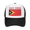 Custom East Timor Flag Baseball Cap Sun Protection Unisex Womens Adjustable Trucker Hat Summer Personalized Dad Hat