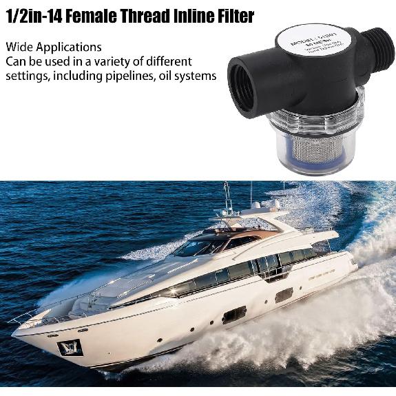 1/2 In. Water Pump Strainer 14, Effective Filtration, Easy To Install, Female Threaded Inline Filter, Plastic Construction for Oil System