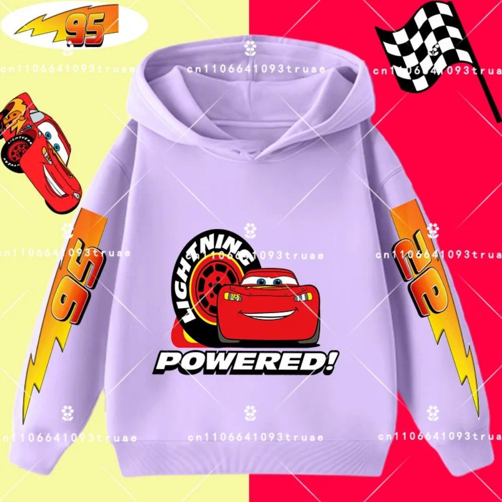 Cars Lightning McQueen Racing Children Hooded Sweatshirt Boy Girl Autumn Winter Daily Outdoor Vacation Casual Warm Sportswear