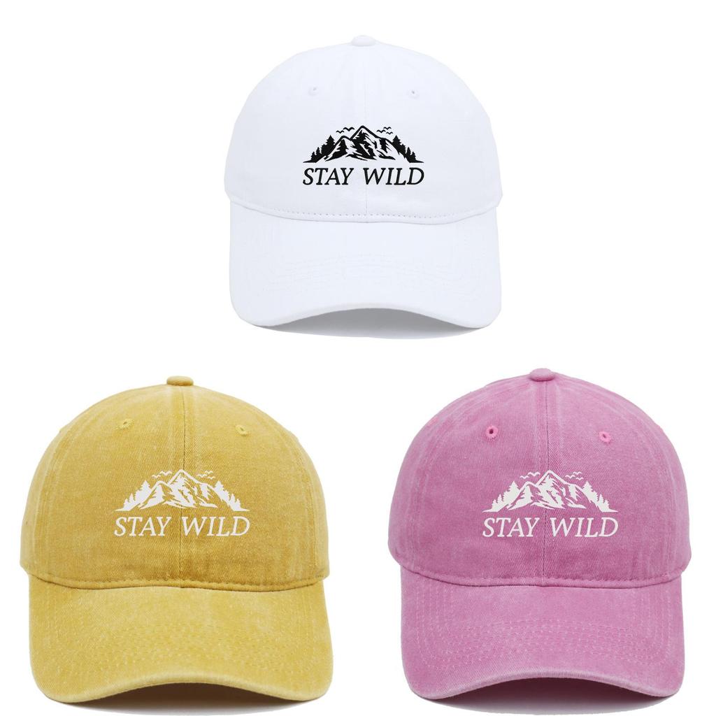 Stay Wild Mountain Embroidered Baseball Cap With Soft Top For Outdoor Sunshade