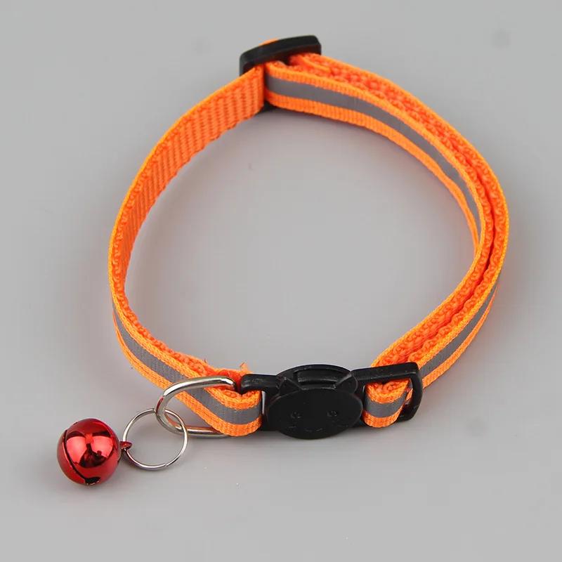 Reflective Cat Collar with Bell Adjustable Nylon Kitten Safe Necklace Collars Buckles For Cute Pets Cat Accessories Supplies