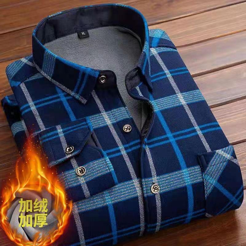 

Зимняя Новая Модная Плюшевая Толстая Теплая Полосатая Рубашка для Мужской Повседневной Свободной Ретро Спортивной Большого Размера Высококачественная Рубашка с Длинным Рукавом L-5XL 5XL 95-105KG