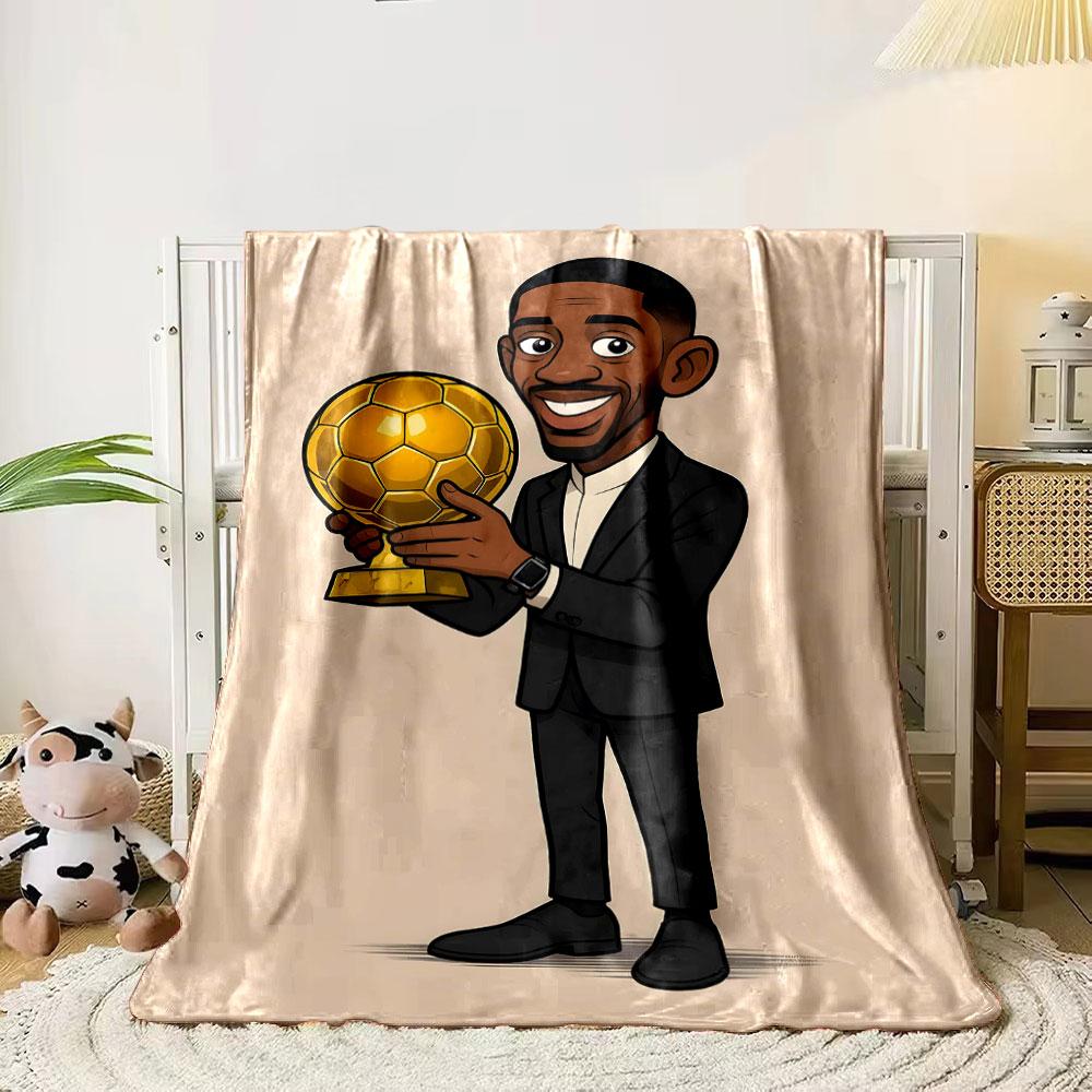 

Gold polygonal trophy held by figure in formal black suit. for all seasons blanket lunch break throw gift 80cm x 120cm