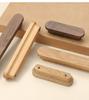 Modern Minimalist Walnut Drawer Cabinet Door Handle Long Wooden Log Style Wardrobe Knob for Dresser Use