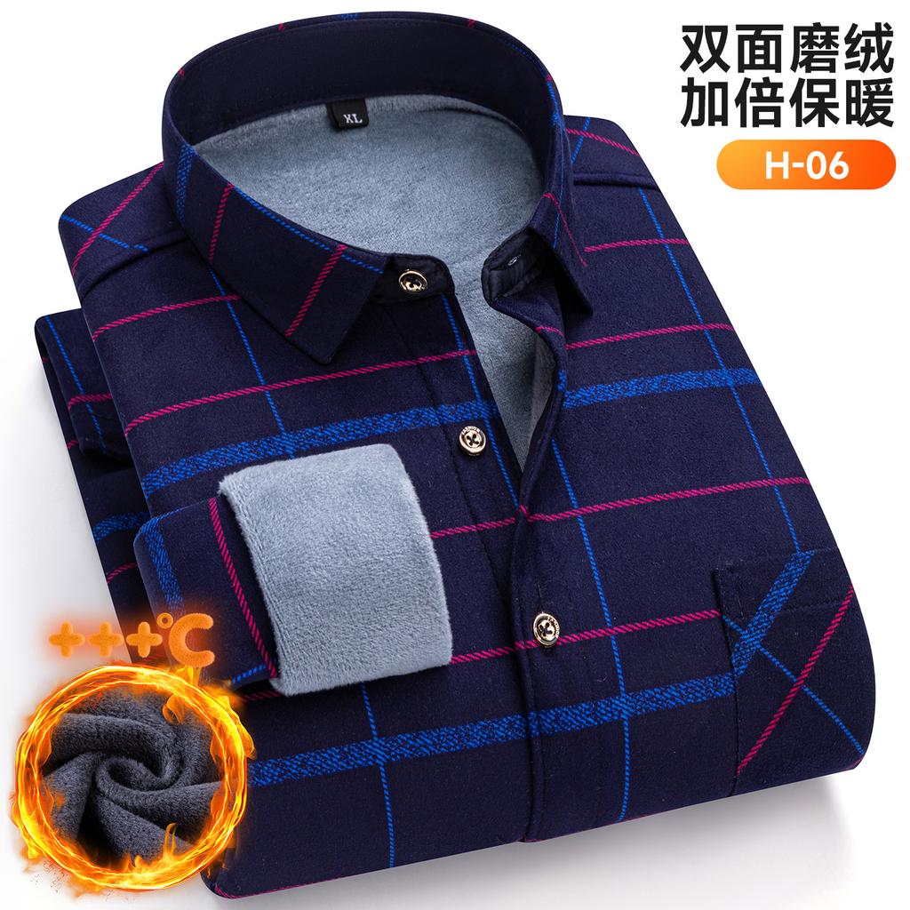 New Plus Size 8XL 7XL 6XL Men's Shirt Autumn Winter Fleece Thickened Warm Long Sleeve Plaid Business Casual Slim-fit Man Clothes