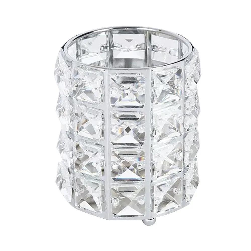 Fashion Metal+Crystal Makeup Brush Holder Nordic Style Desktop Organization Eyebrow Pencil Organizer Desktop Storage Bucket