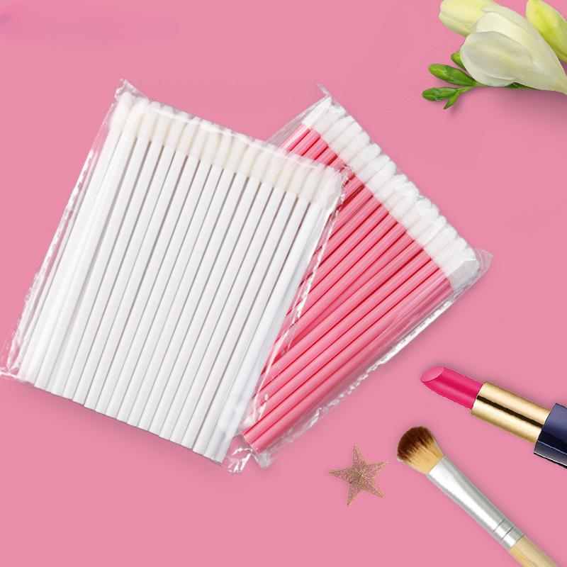 CNKESS 50Pcs Disposable Lip Brushes Lipstick Gloss Applicators Makeup Swabs Micro Cleaning Brush Tools For Eyelash Extension