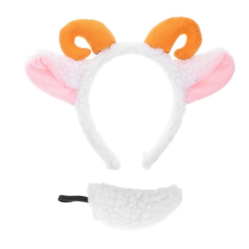 Plush Sheep Headband for Women 1Set Lamb Horn and Tail Party Accessory
