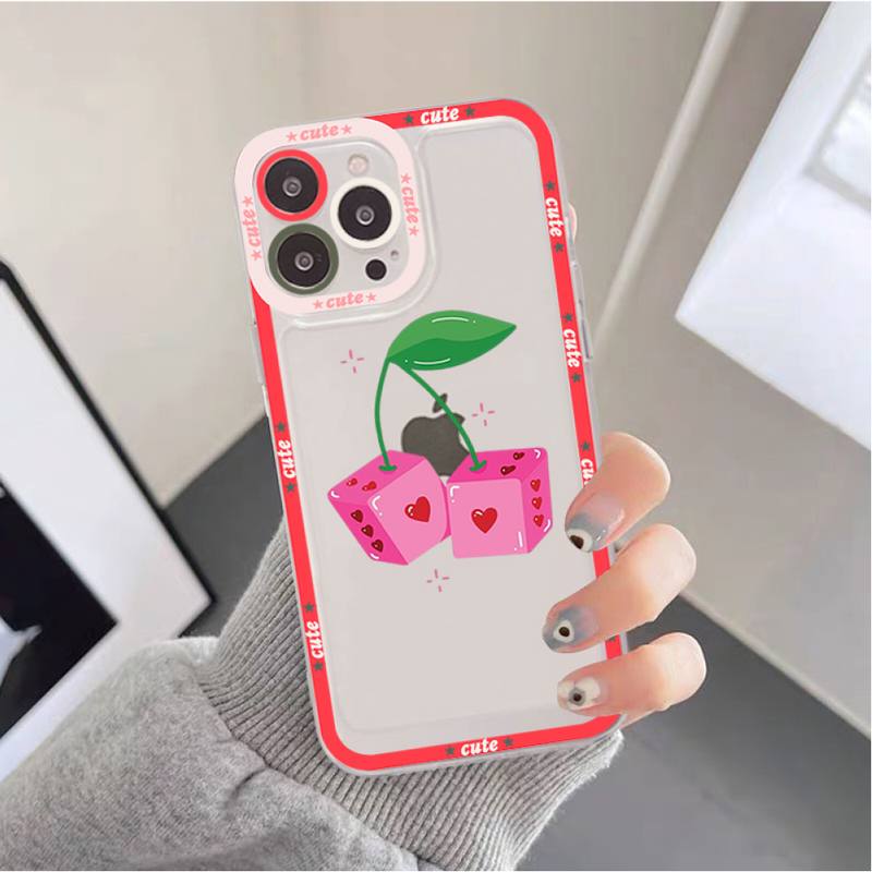 Lovely Cherry Strawberry Phone Case for iPhone 11 12 13 Mini Pro Max 14 Pro Max Case shell