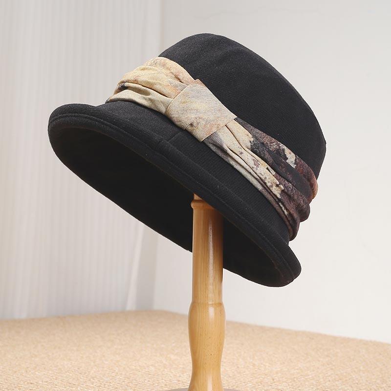 Autumn and Winter New Temperament Fashionable Curled Brim Women's Bucket Hat Shows the Face Small High-end Sense Versatile Windproof Warm Basin Hat