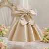 Vestido de Princesa de Satén Champagne para Niñas Vestido de Fiesta de Cumpleaños