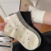 White Polka Dot Socks Medium Tube Socks Summer Thin Solid Color Breathable Short Cotton Socks Simple Mesh Versatile