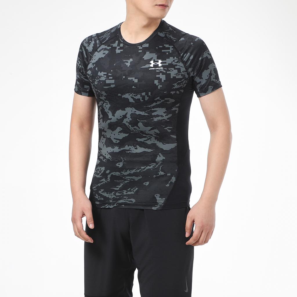 Under Armour Logo Printed Round Neck Short Sleeve T-Shirt Men Tops Black-Camouflage 1361519-001