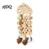 Parrot Boredom Relief Toy Wooden Blocks Toy Bird Chew with Beads Pinecones Safe Natural Chewing for Parrots Beak Grinding Cage Accessory Macaws