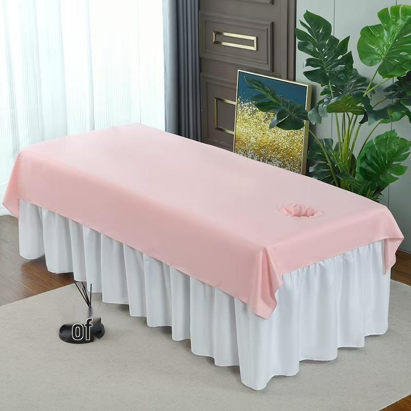 White Washable Beauty Salon Massage Bed Sheet with Hole - Anti-Dirty, Quick-Dry, Wrinkle-Resistant, Customizable.
