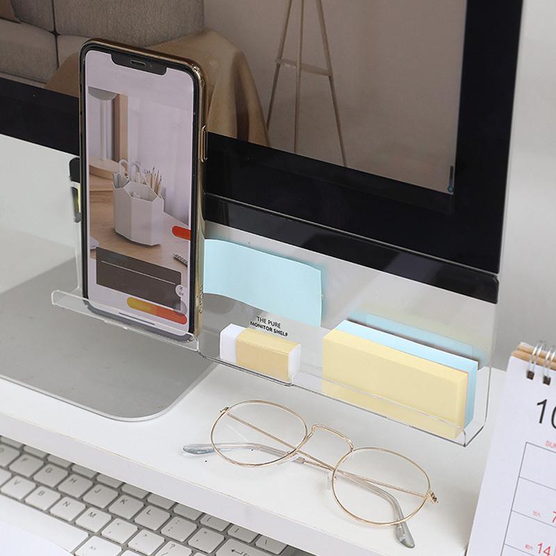 1PC/2PC Transparent Desk Side Organizer With Monitor Stand Creative Sleek Message Board Message Memo Board