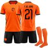2026 World Cup Netherlands Home Training Jersey Set with Socks Teens Kids Adults Football Kits #21 F.DE JONG