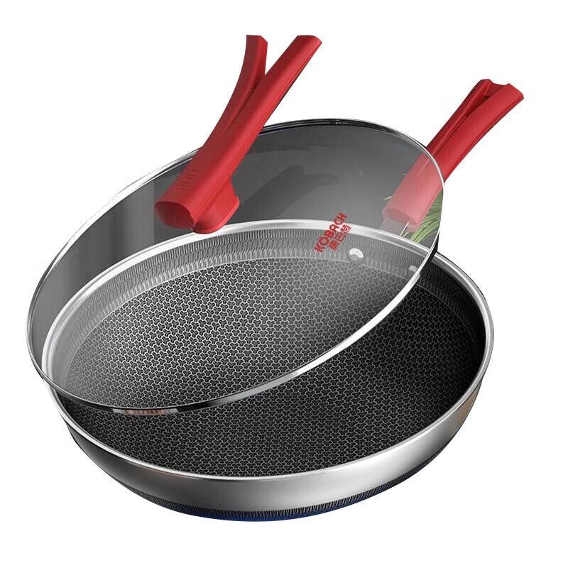 KBH Classic Red 32cm Stainless Steel Non-stick Wok