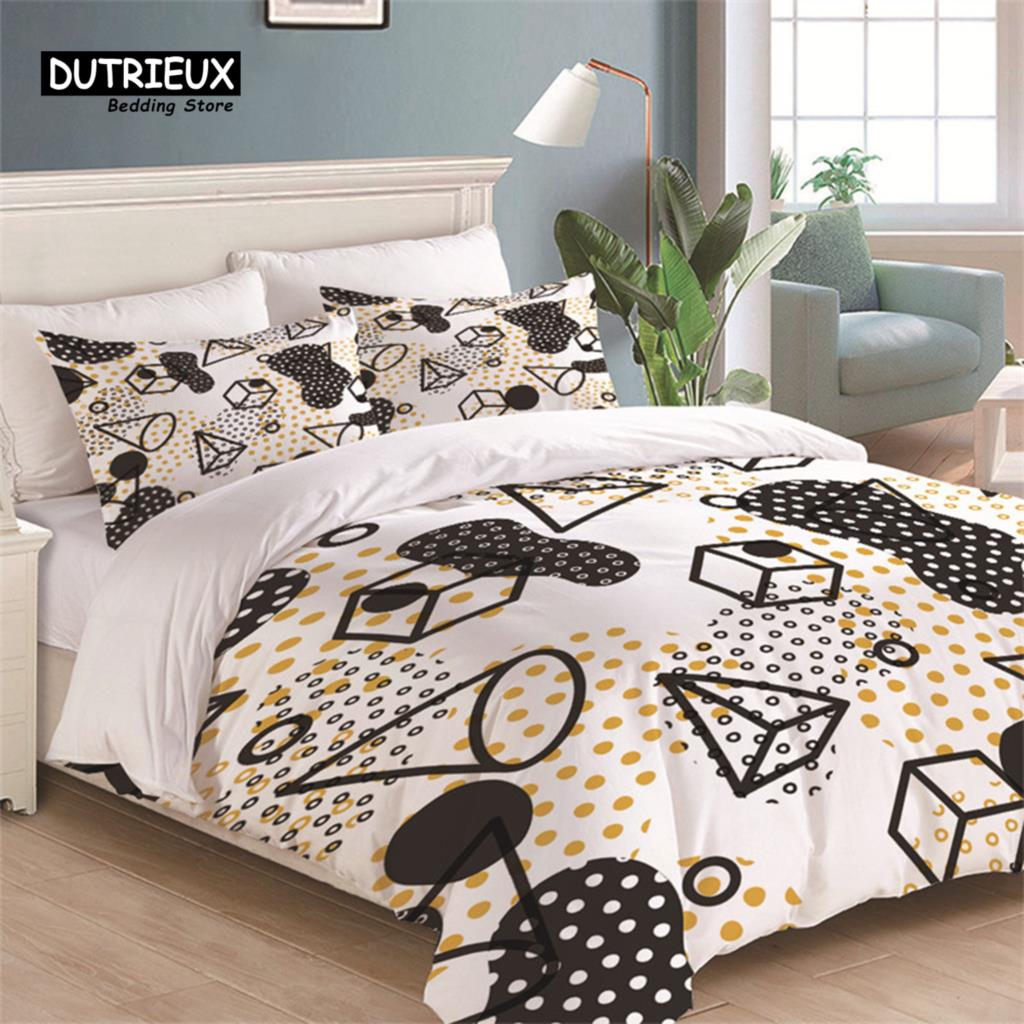 Comforter Geometric Bedding Set King Queen Size For Kids Adults Print Comforter Bedroom Decorative