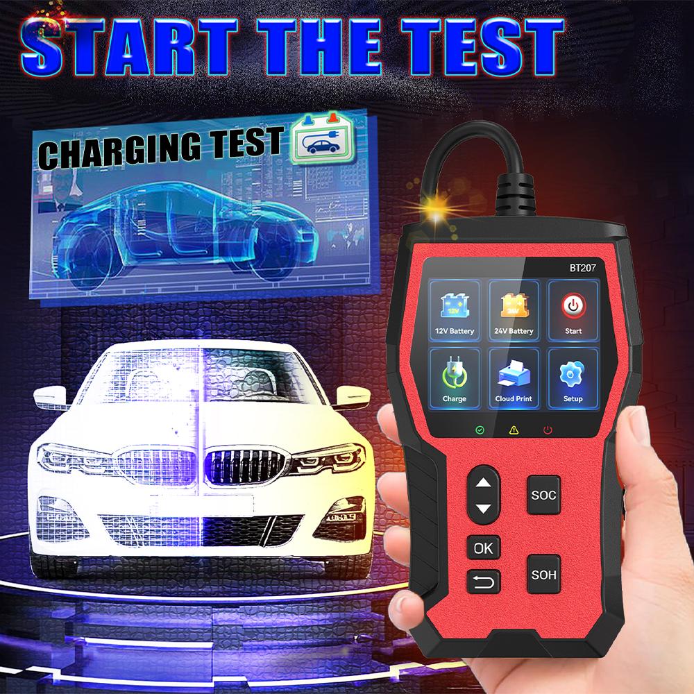 Auto Accessories 12V 24V LCD Digital Display Car Battery Tester Diagnostic Tool BT207 Cloud Print Intelligent Digital Automotive Battery Detector