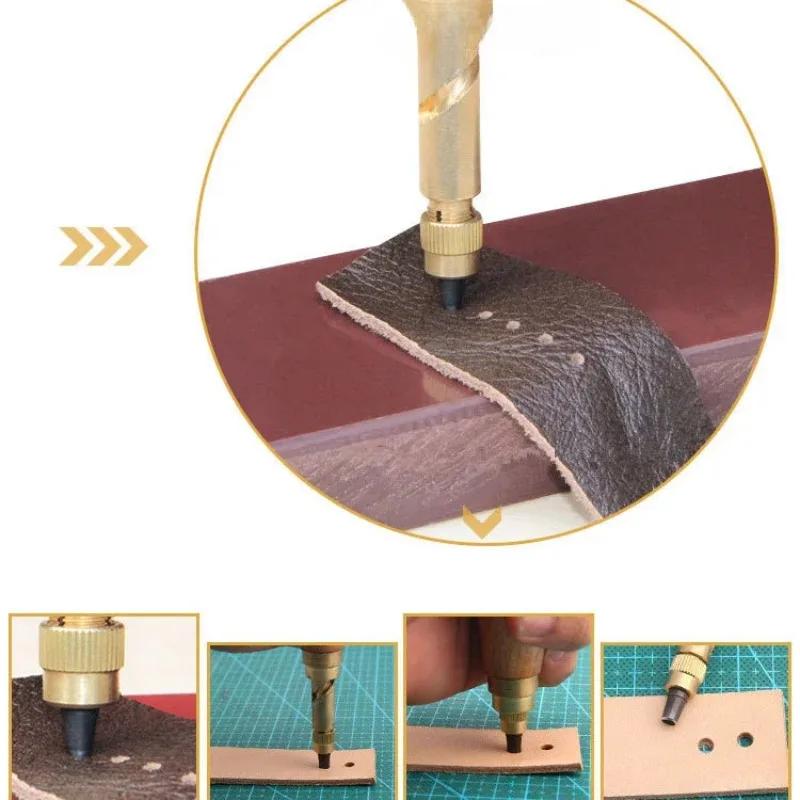 New DIY Leather Punch Rotary Perforator 6-piece Belt Punch Automatic Belt Punch Replaceable Multi-head Belt Perforator