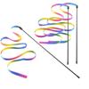 New Rainbow Ribbon Double-sided Cat Toys Cat Supplies Interactive Stick Teaser Wand