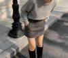 Women's High Waist Gray Wool Blend A-line Skirt - Petite Plus, Autumn/Winter 2026 Collection, Elastic Hip Wrap, Short Length