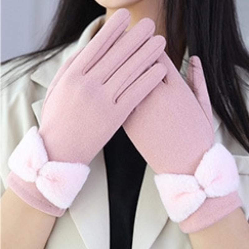 Pohodlné zimní fleecové rukavice pro ženy měkké, větruodolné, voděodolné, tepelně izolační, rukavice kompatibilní s dotykovým displejem