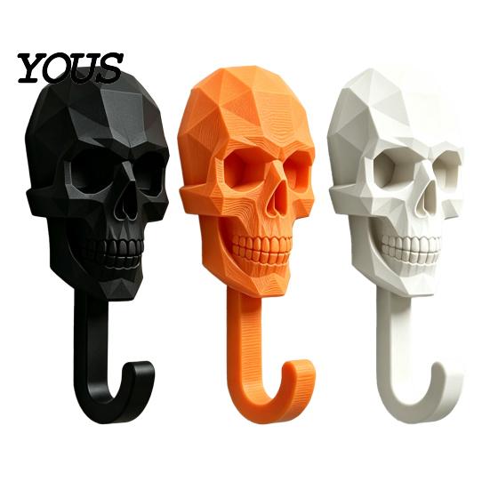 Dunkle Ästhetik Wanddeko Totenkopf Haken, 3D Gedruckt Gotisch Dekorativer Klebe Haken Schlüssel Halloween Thema Dekoration Halter, Montierter Aufbewahrungs Organizer für Zuhause