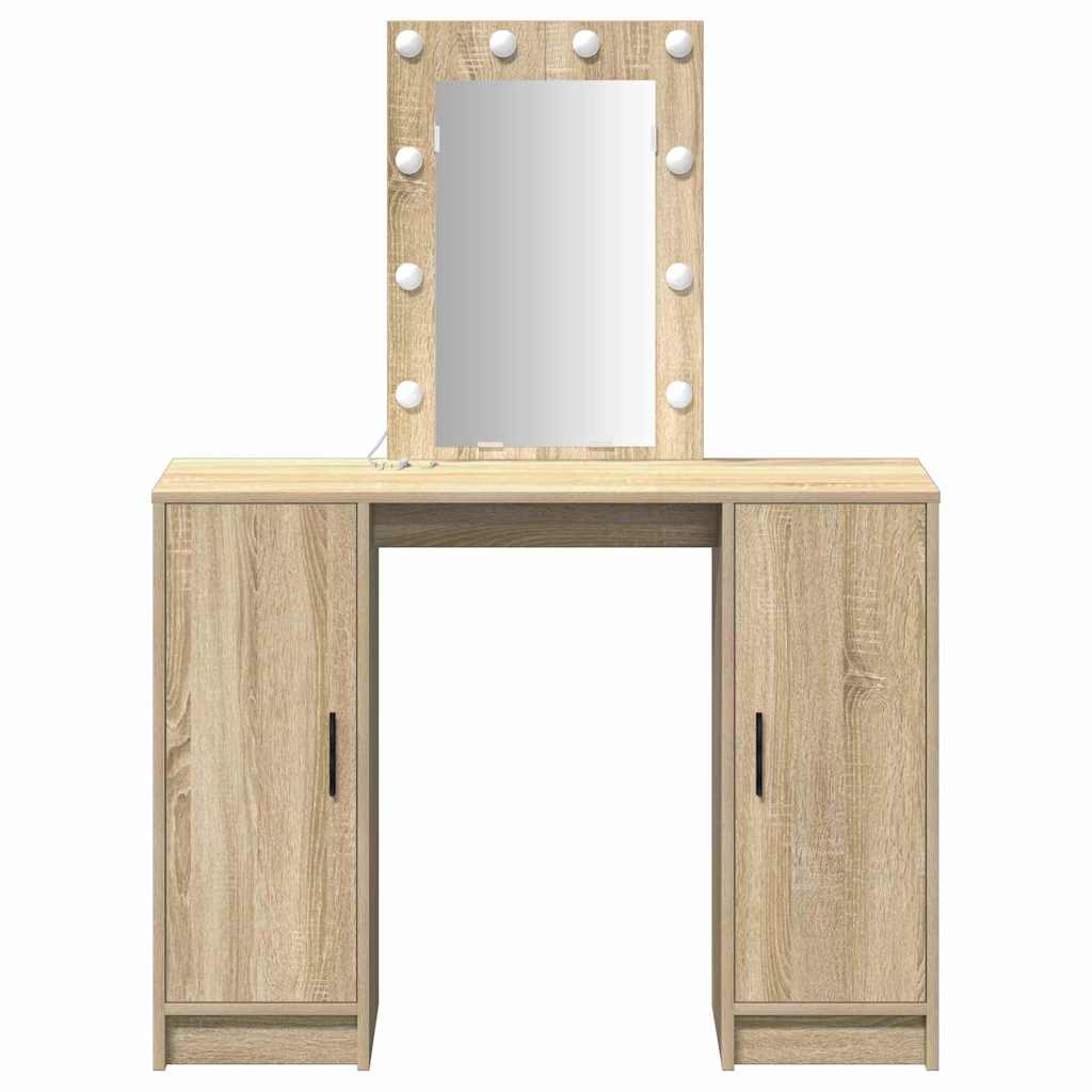 Makeup Table with Storage Brown 102 x 33 x 135 cm Engineered Wood