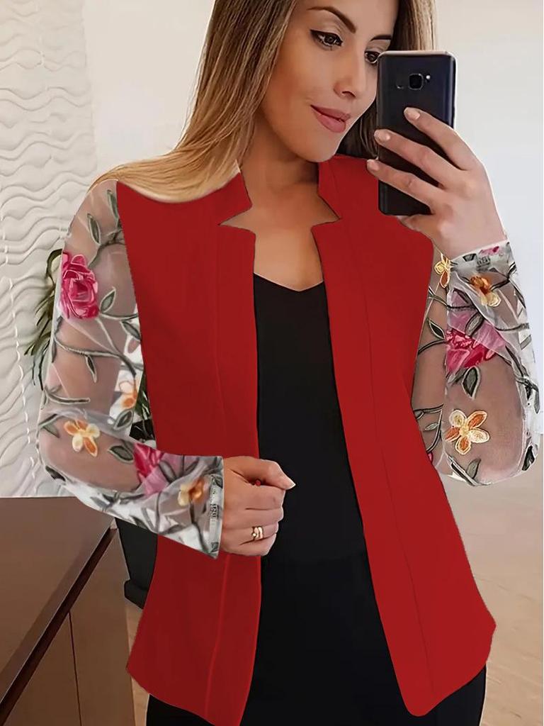 2024 Autumn/Winter Women's Rose Lace Sleeve Suit Jacket
