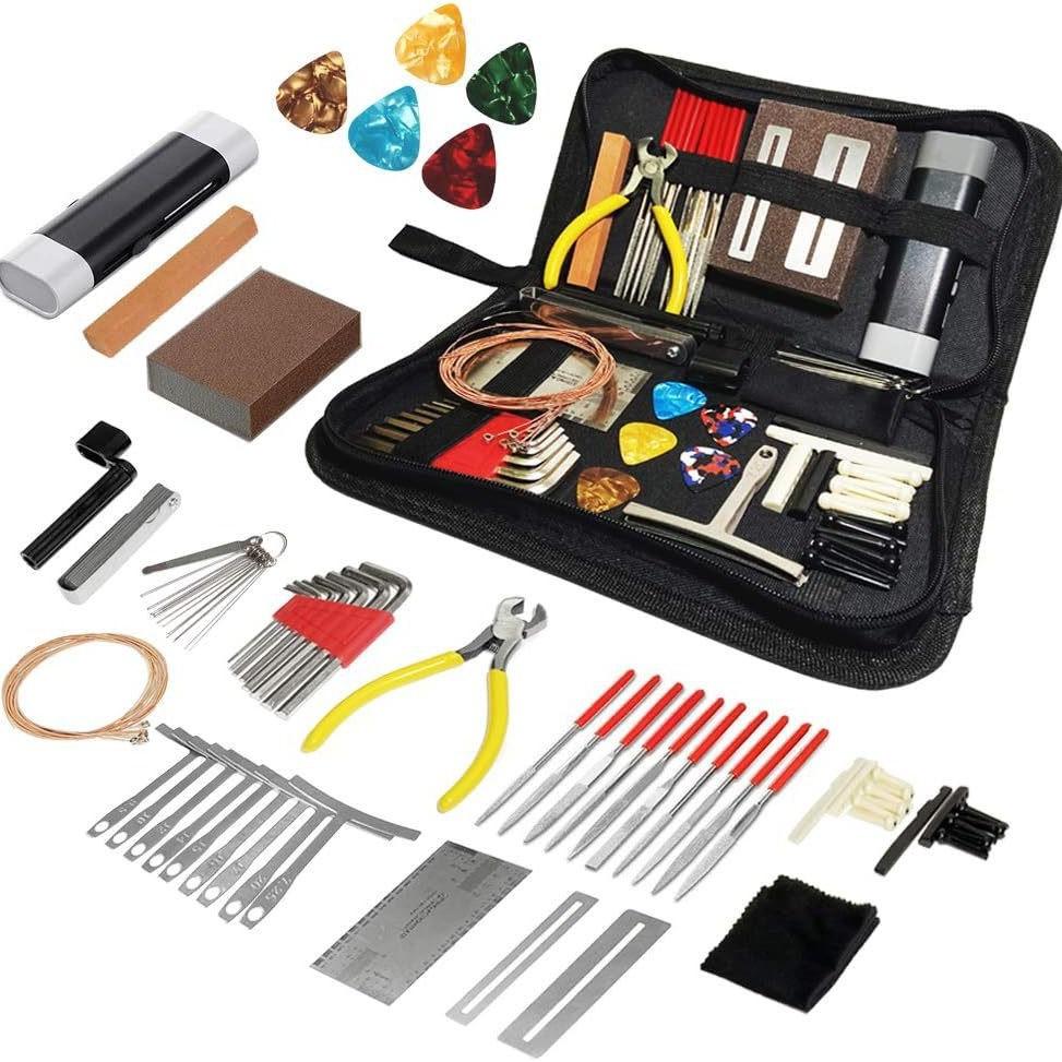 72-piece Complete Guitar Tool Kit Set: Guitar Repair &amp; Maintenance Kit With Comprehensive Guitar Accessories