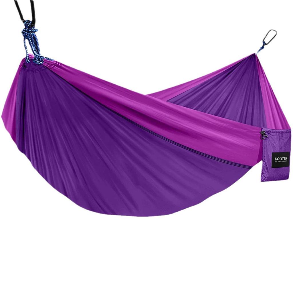 Ultralight 210T Nylon Color-Blocked Outdoor Hammock - Breathable & Double Strap Rope for Camping